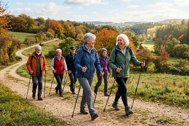 Découvrez comment la marche nordique revitalise le cœur des seniors
